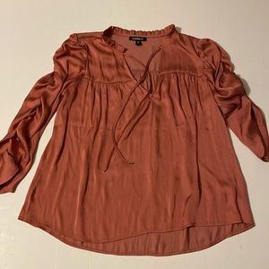 Express Boho Blouse with Ruched Sleeves